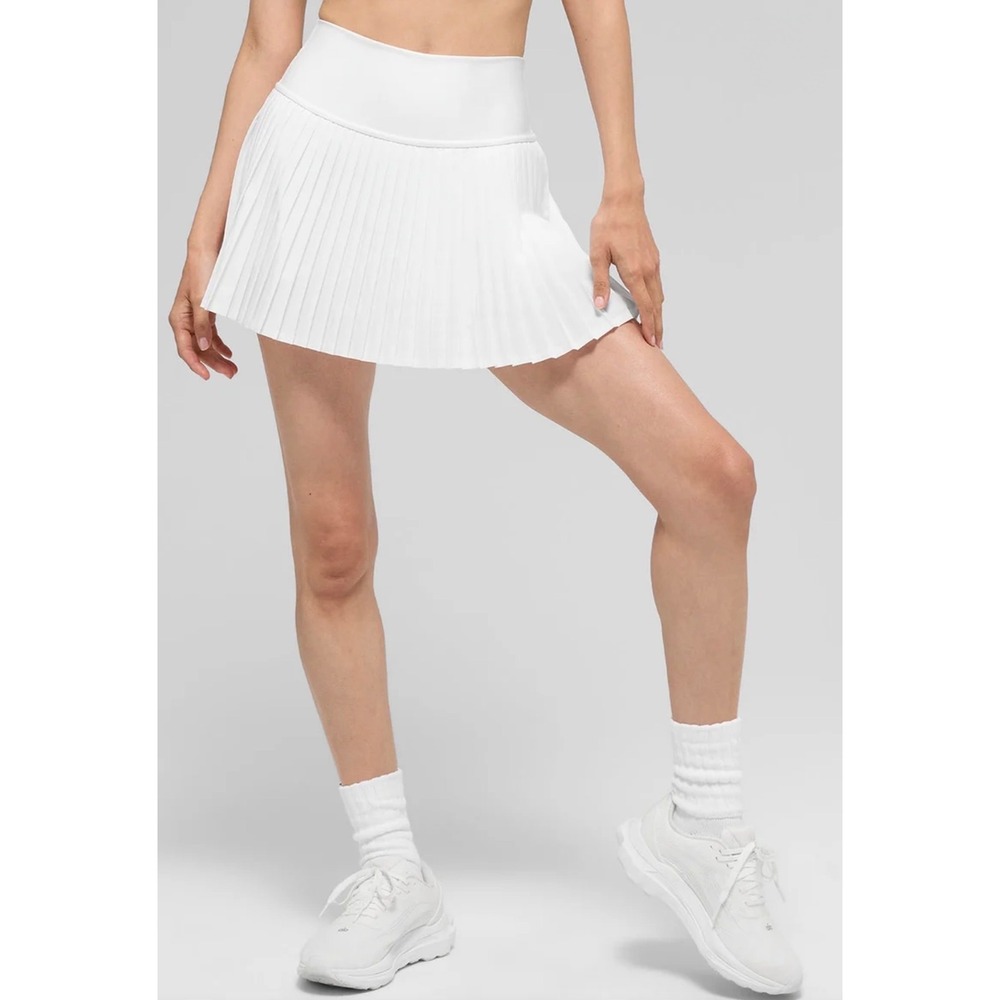 Alo Yoga Grand Slam Tennis Skirt Womens Size S White Pleated Pickleball Sporty